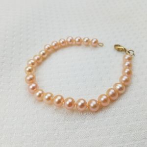 Vintage 14K FIC GOLD Signed Pearl Bracelet